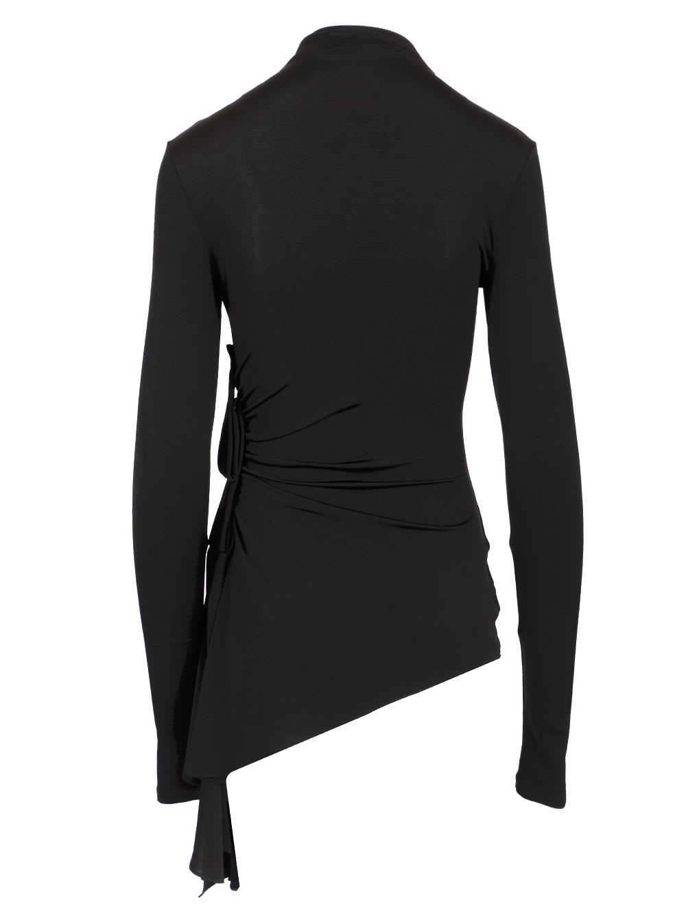 Long Sleeve Draped Top Tops Black