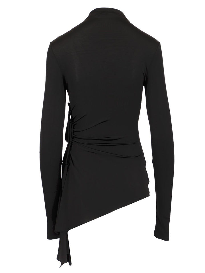 Long Sleeve Draped Top Tops Black