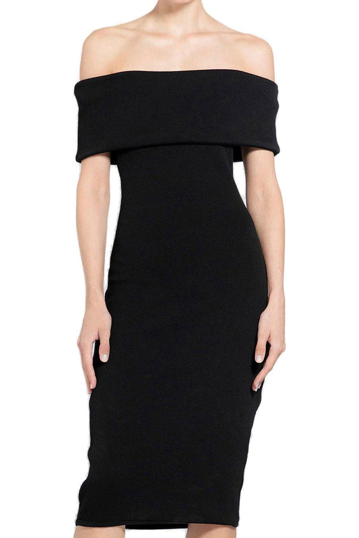 Off-The-Shoulder Midi Dress Dresses Black