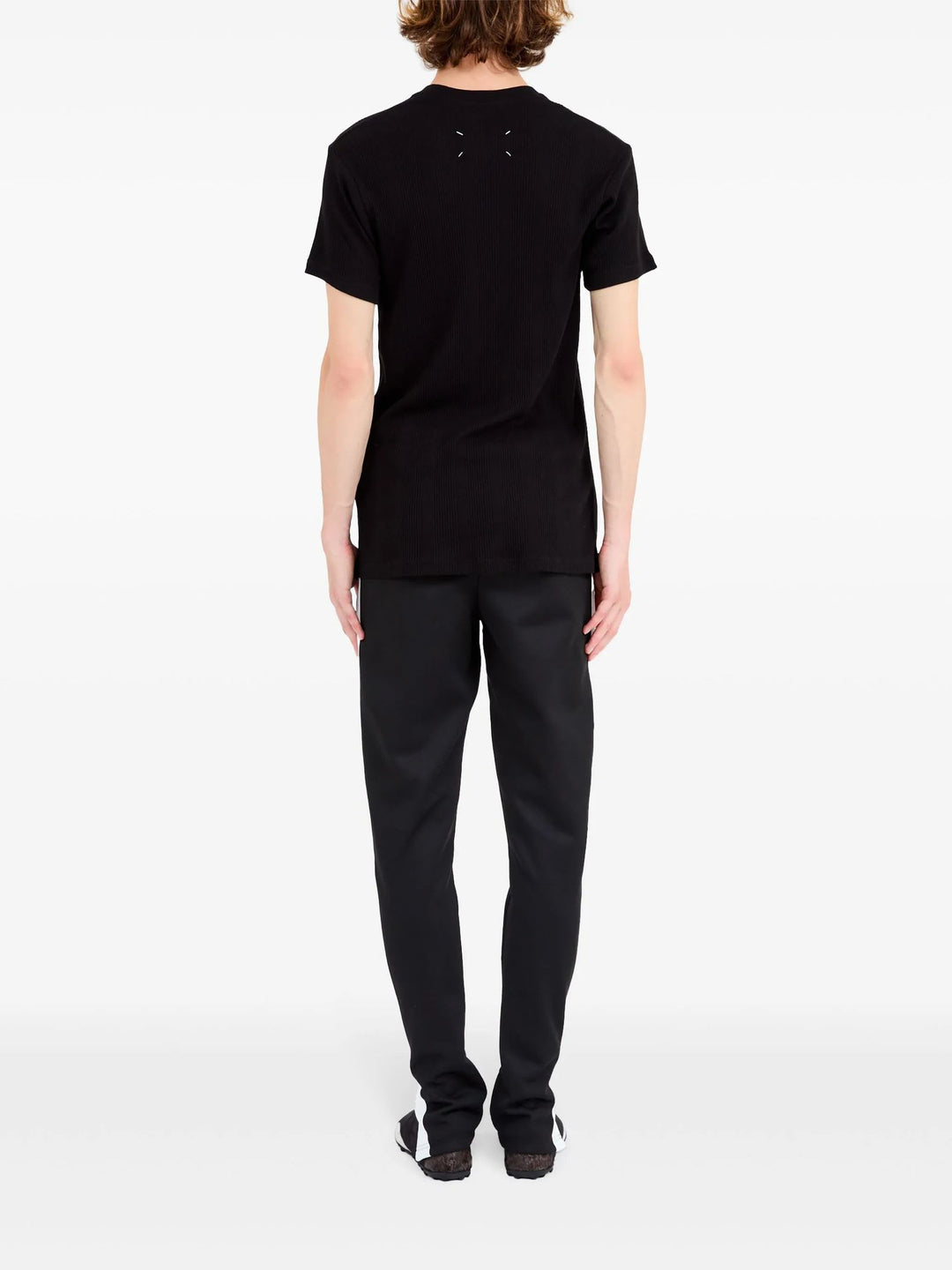 With Ribbed Fabric T-Shirt Black
