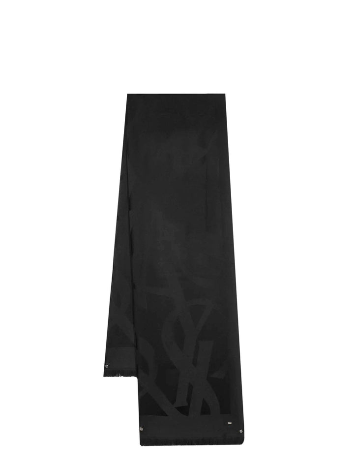 Monogram Scarf In Wool Jacquard Scarves And Foulards Black