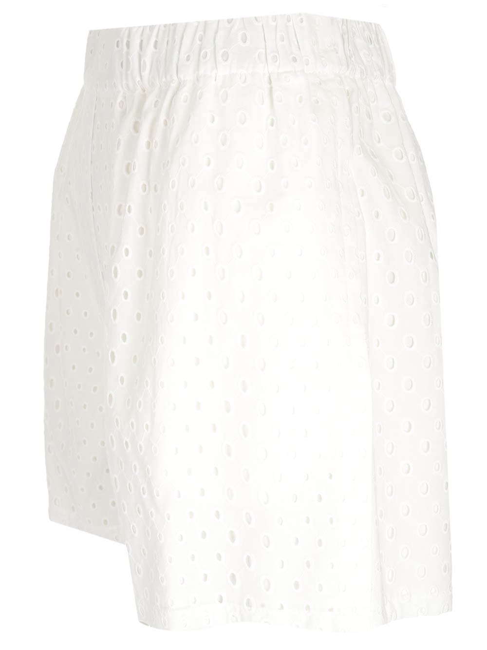 White Broderie Anglaise Shorts Trousers White