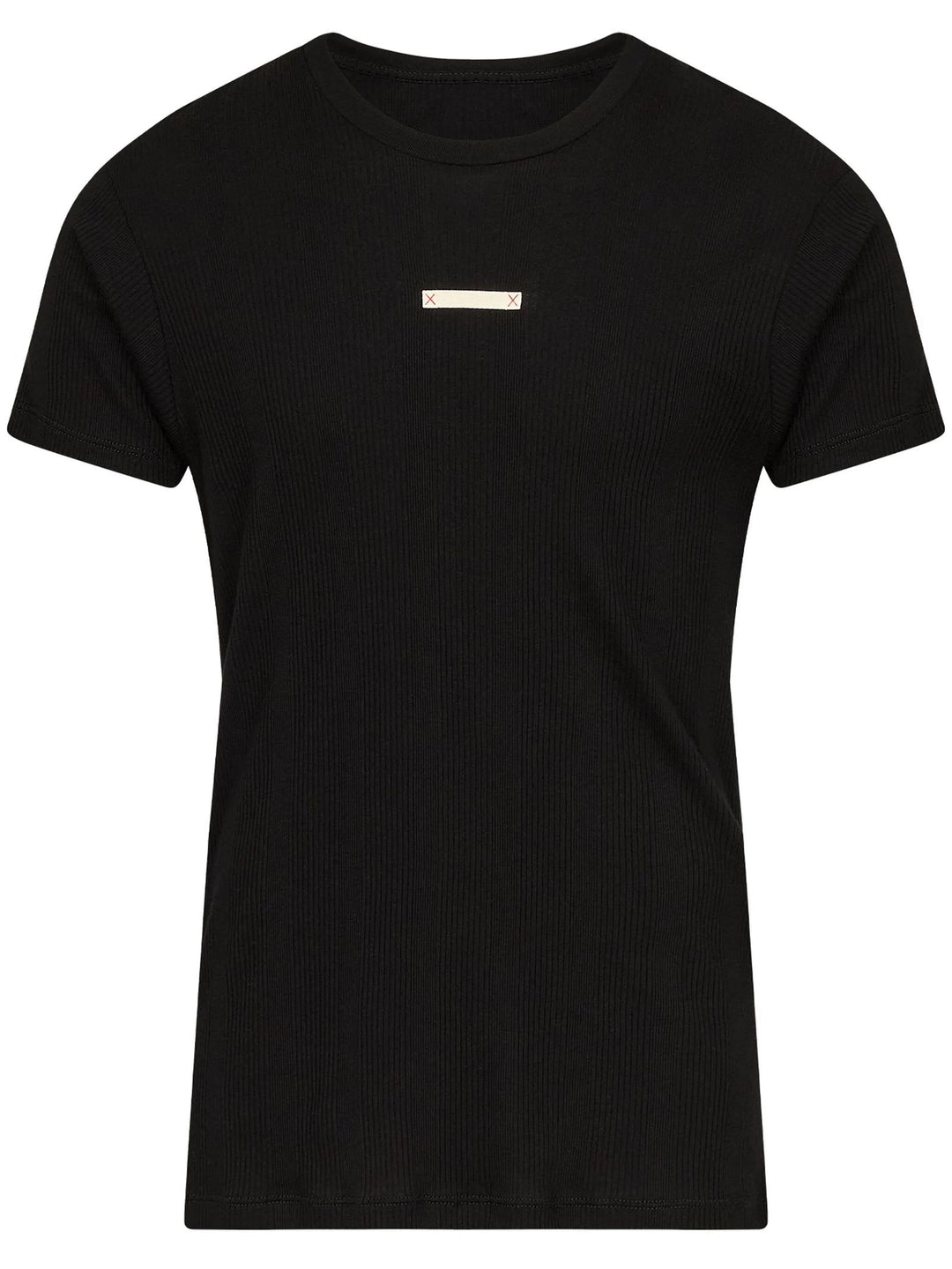 With Ribbed Fabric T-Shirt Black