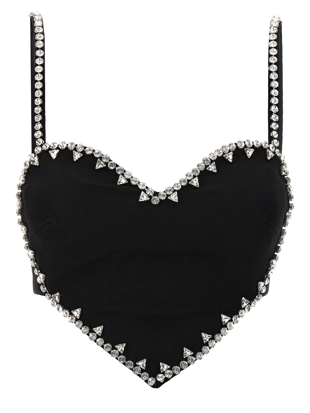 Crystal Trim Heart Tops Black