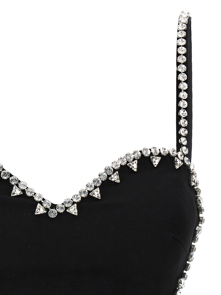 Crystal Trim Heart Tops Black