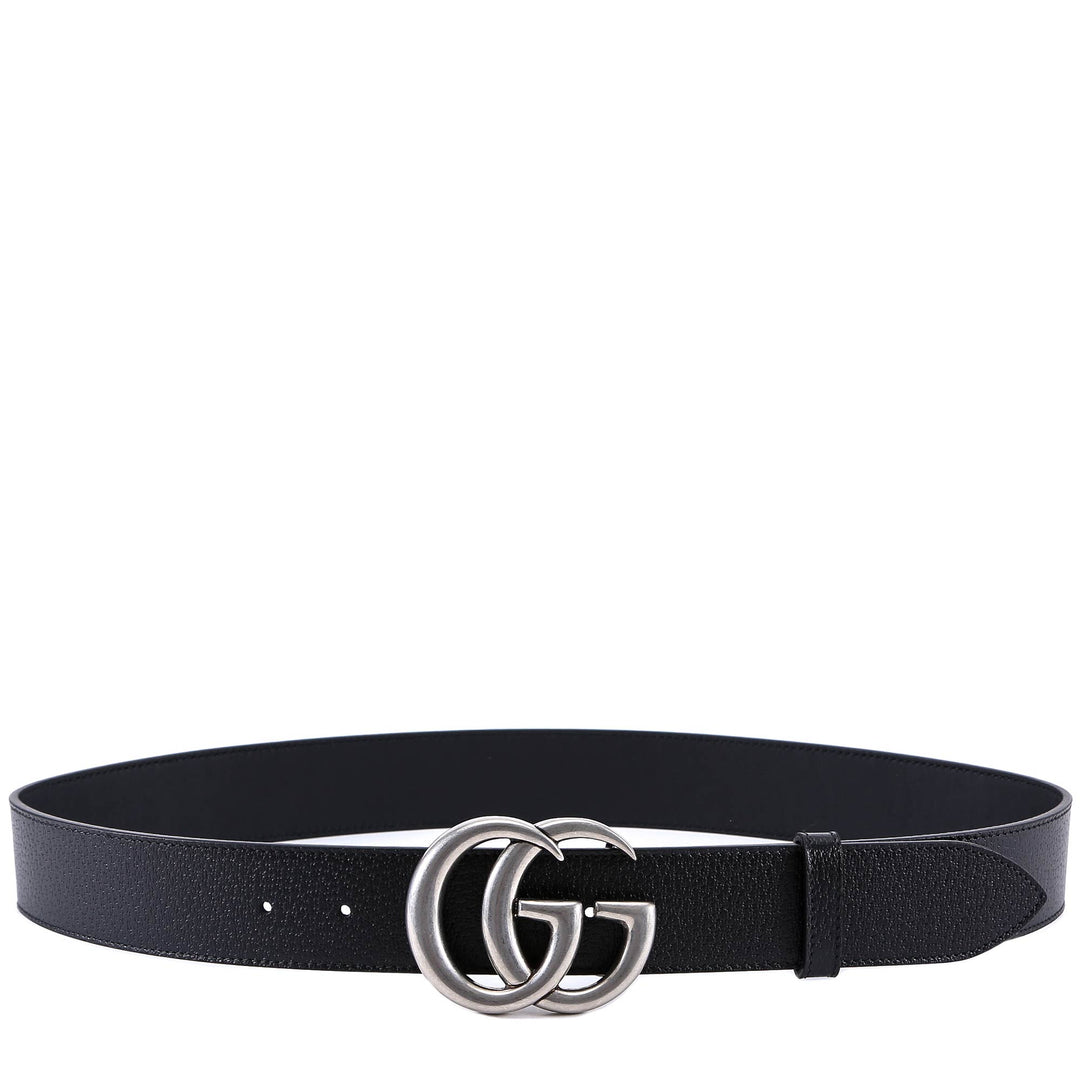 Leather belt with iconic buckle