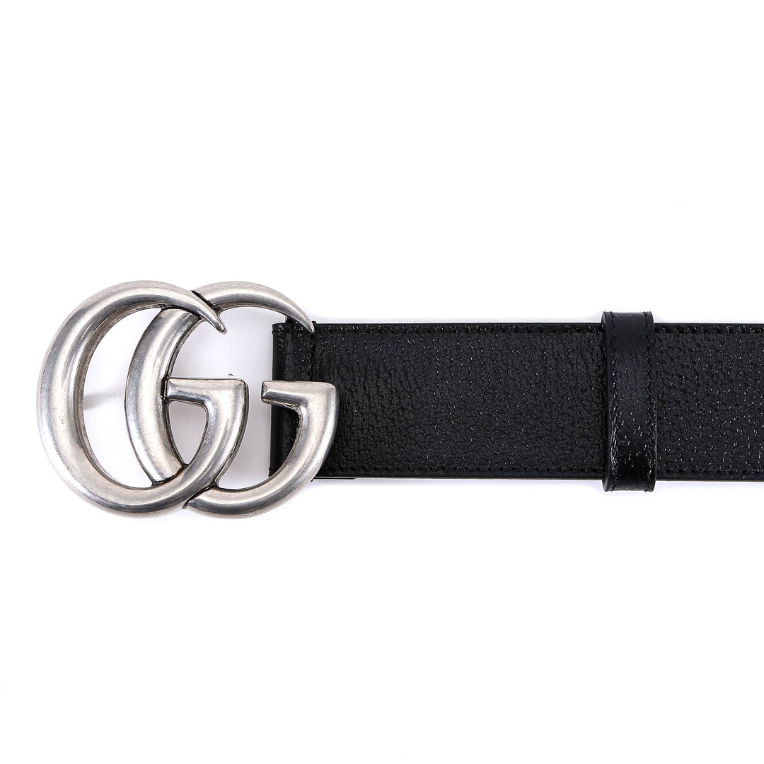 Leather belt with iconic buckle