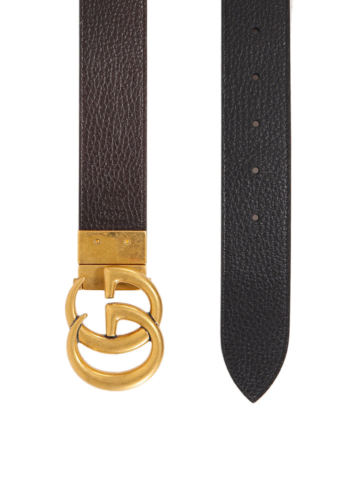 Leather belt with GG buckle