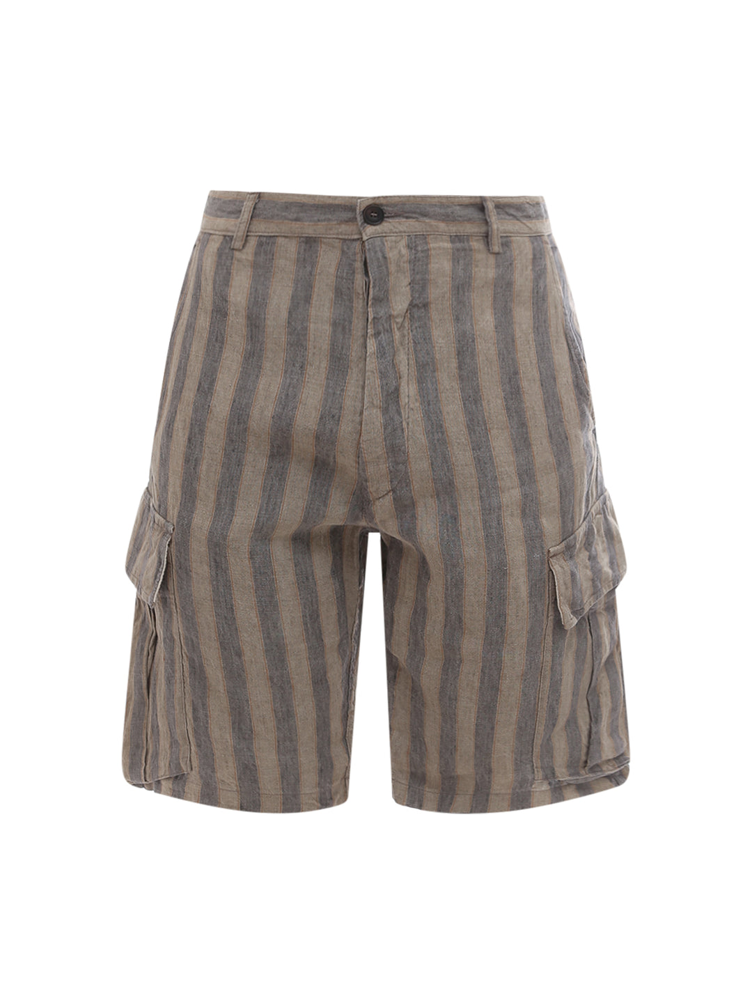 Linen striped bermuda shorts