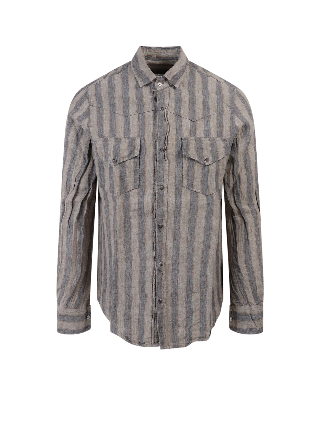 Linen shirt with striped motif