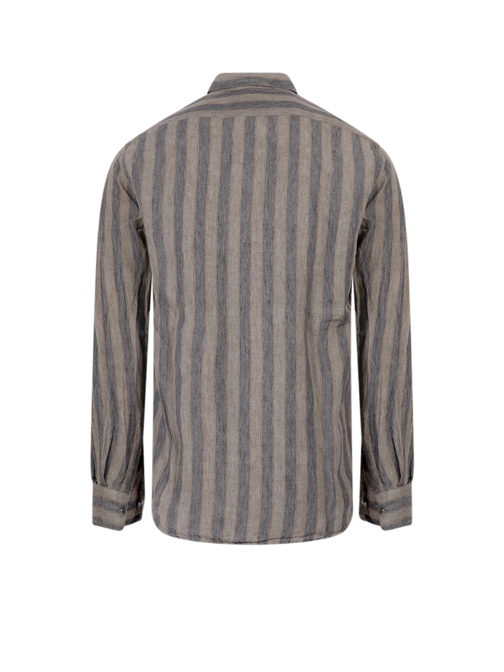 Linen shirt with striped motif