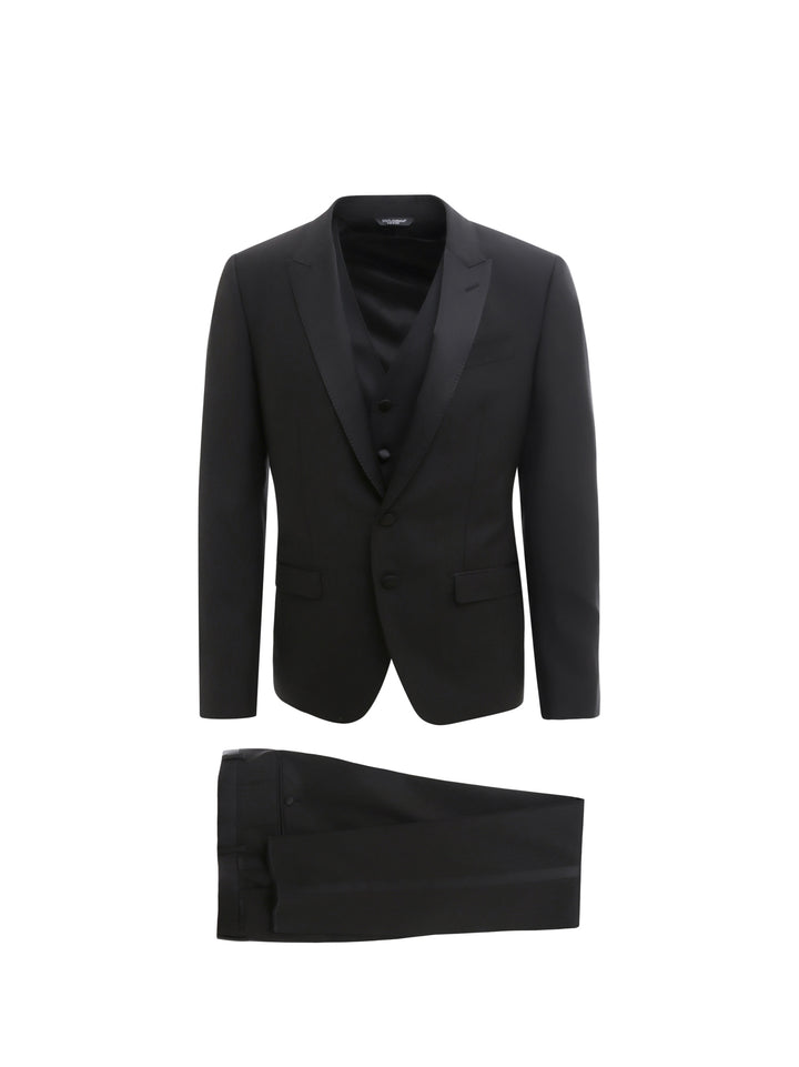 Three pieces wool tuxedo with satin profiles