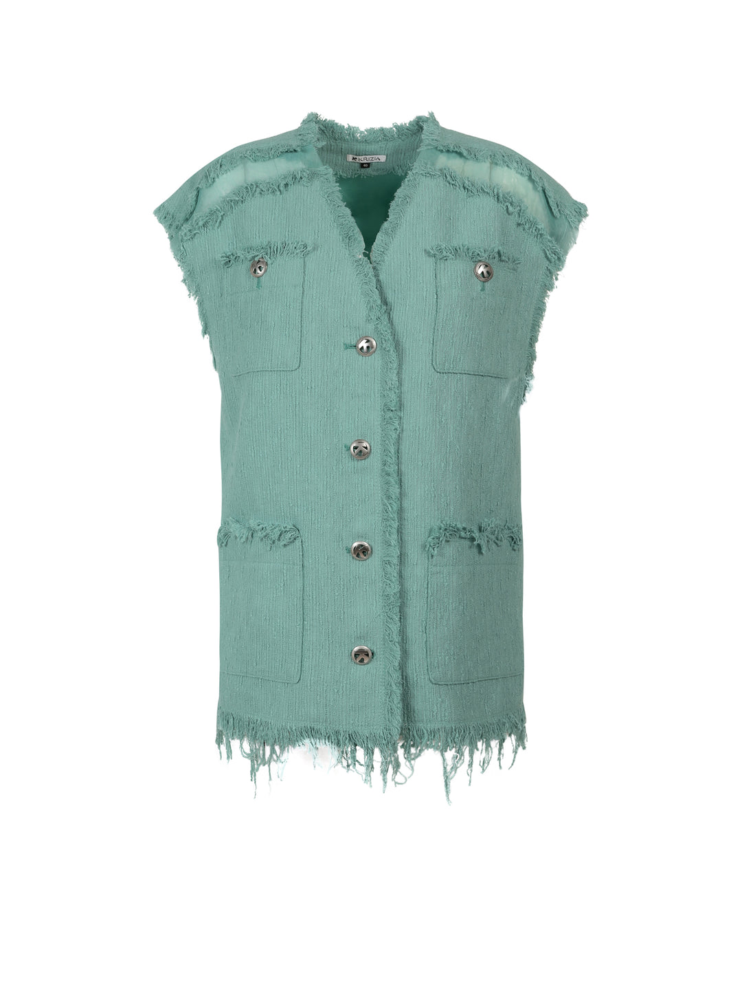 Tweed vest with frayed profiles