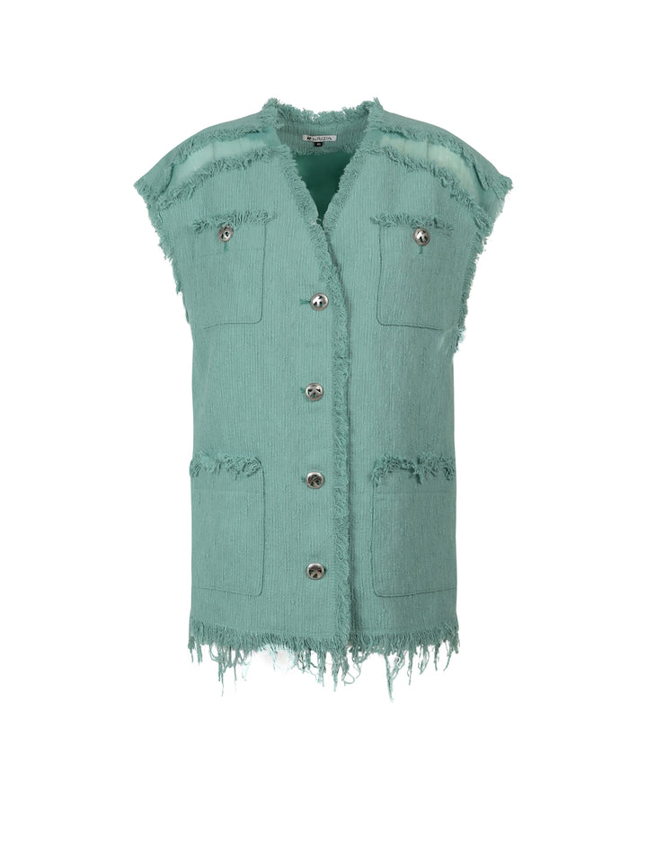 Tweed vest with frayed profiles