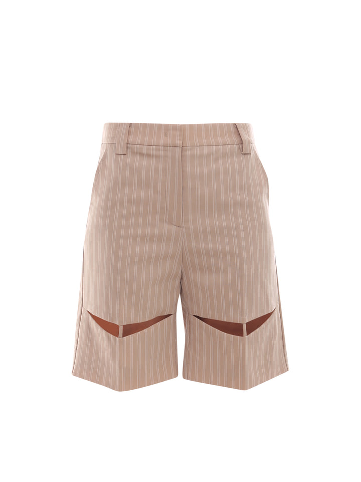 Wool blend bermuda shorts with striped motif