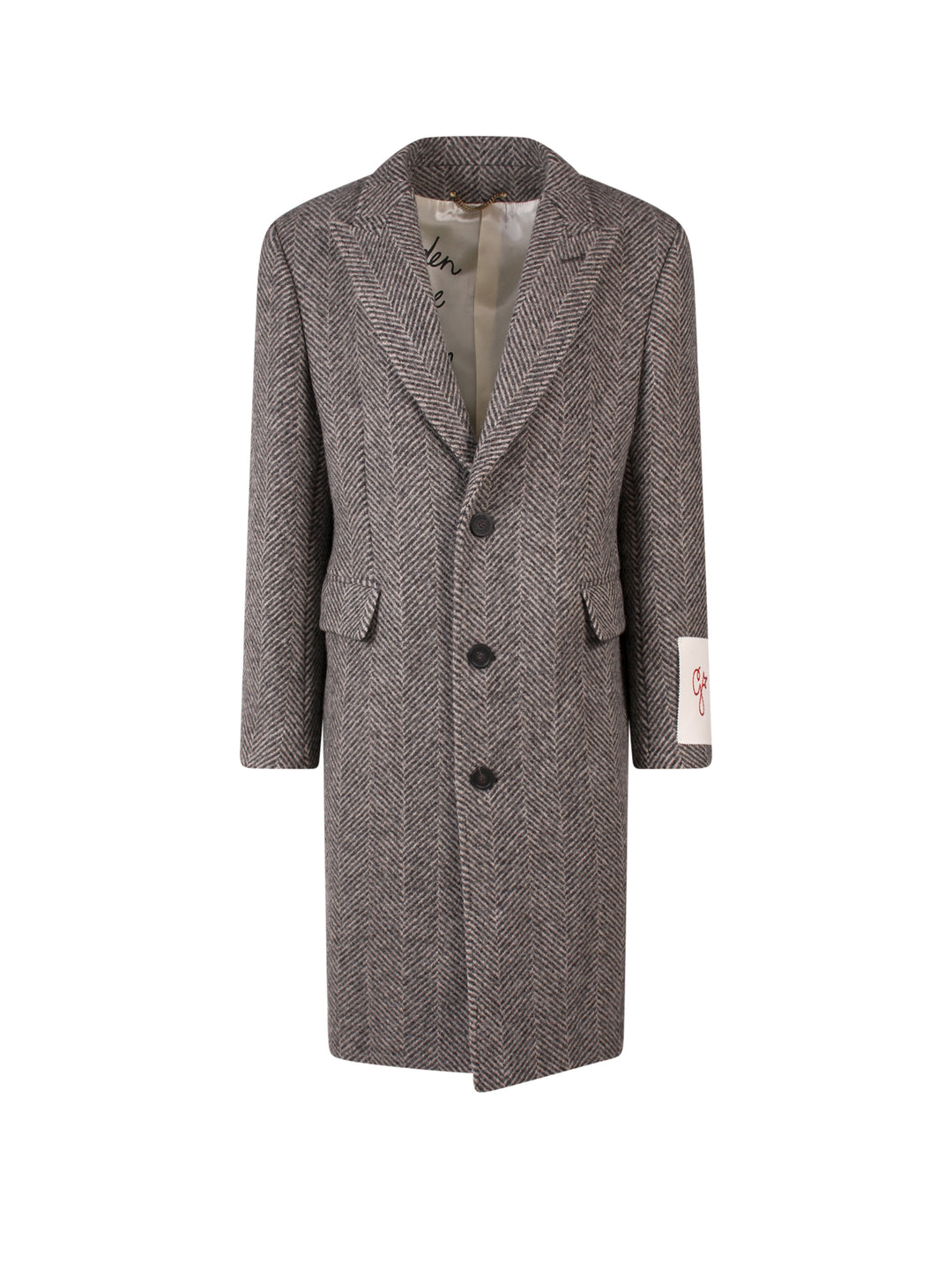 Virgin wool herringbone fabric coat