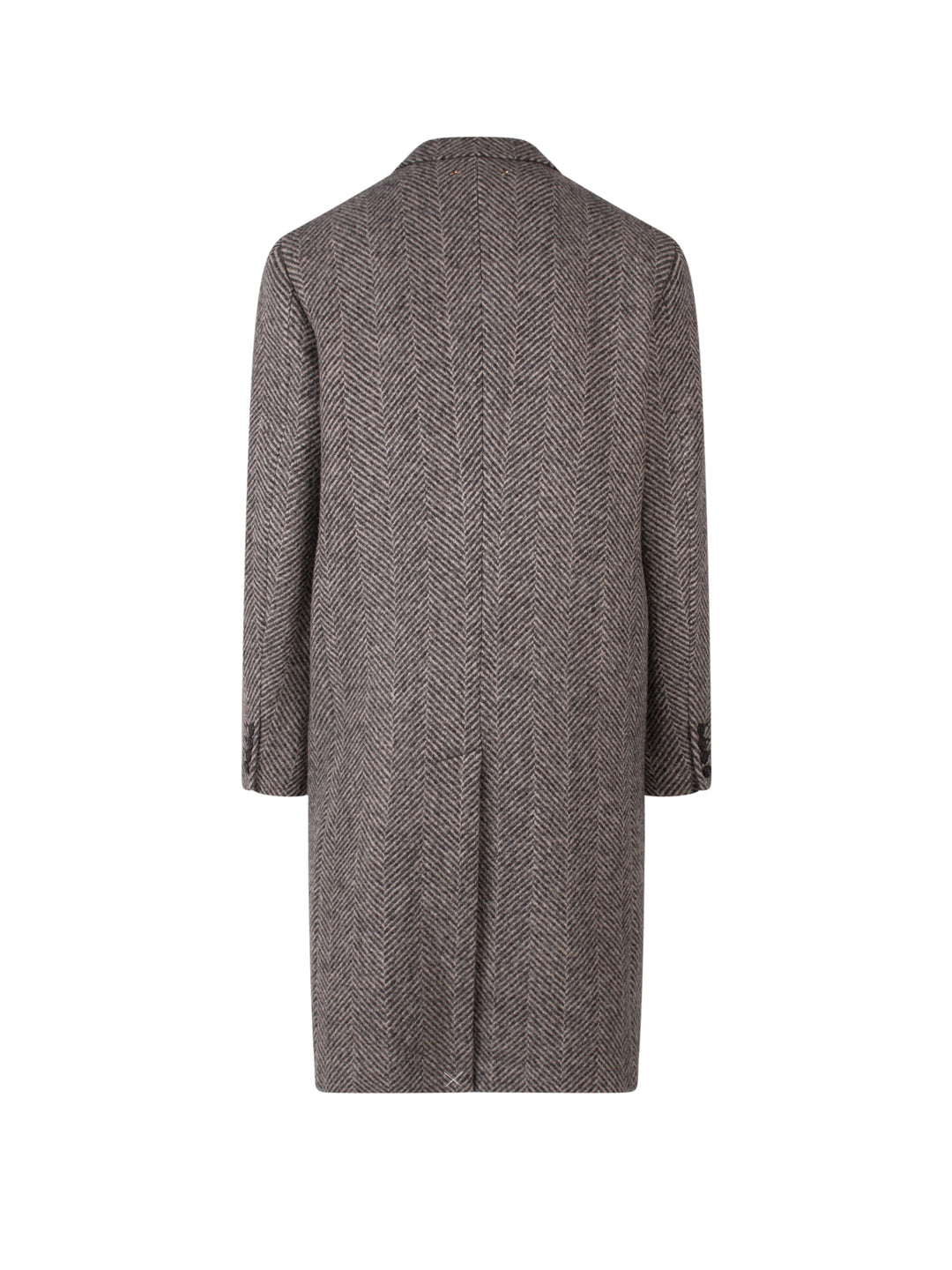 Virgin wool herringbone fabric coat