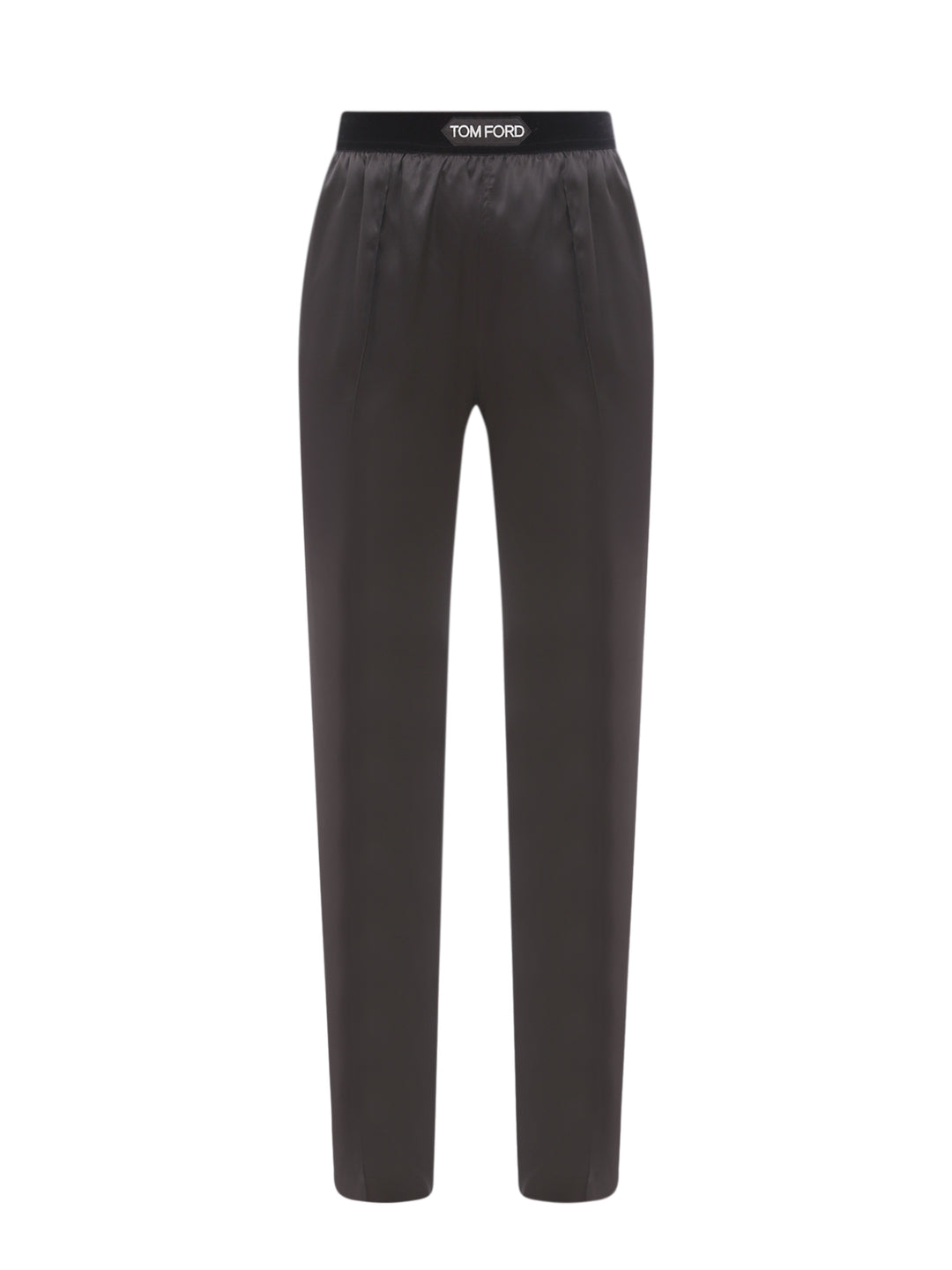 Silk trouser with velvet waistband