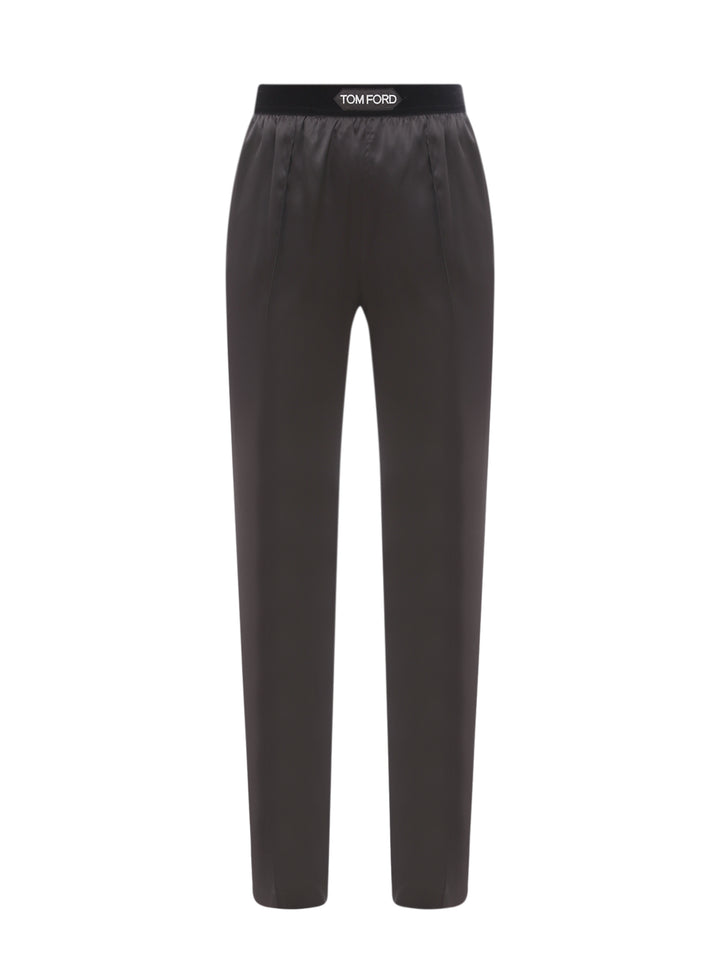 Silk trouser with velvet waistband