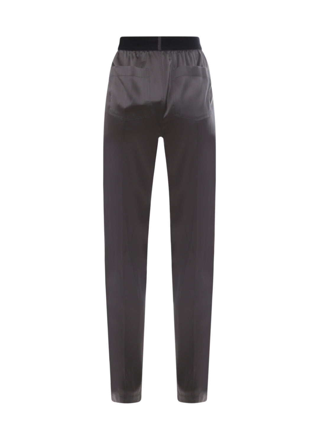 Silk trouser with velvet waistband