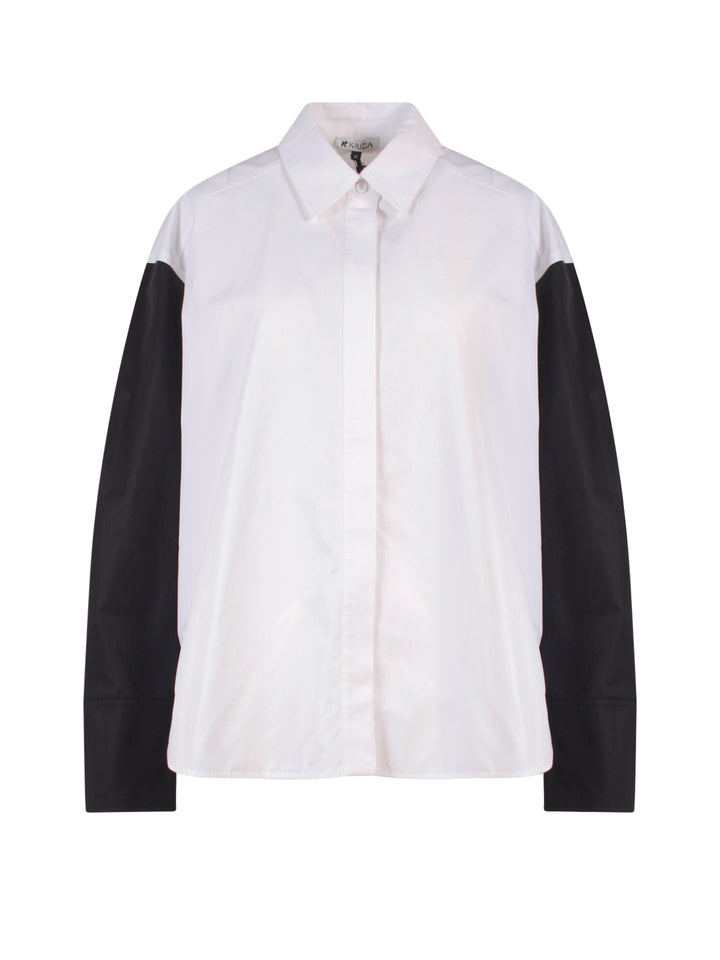 Cotton shirt with contrasting sleeves