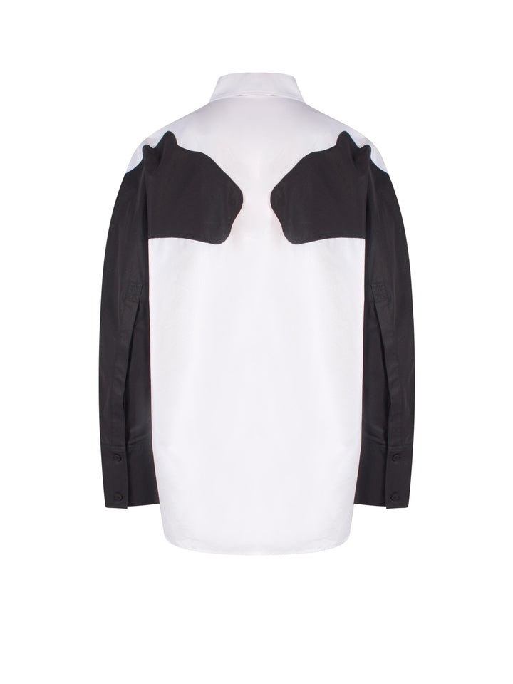 Cotton shirt with contrasting sleeves