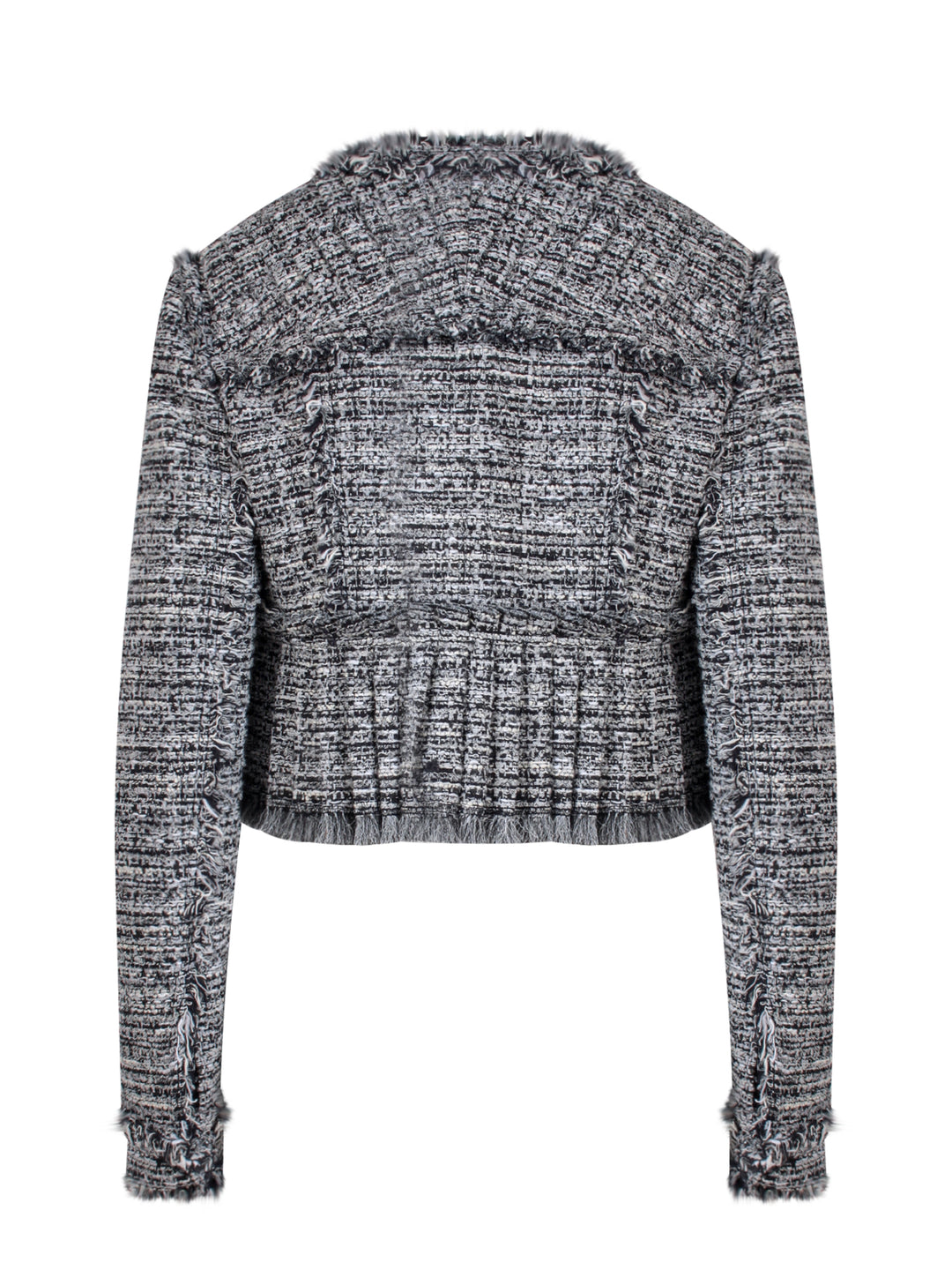 Tweed blazer with frayed profiles