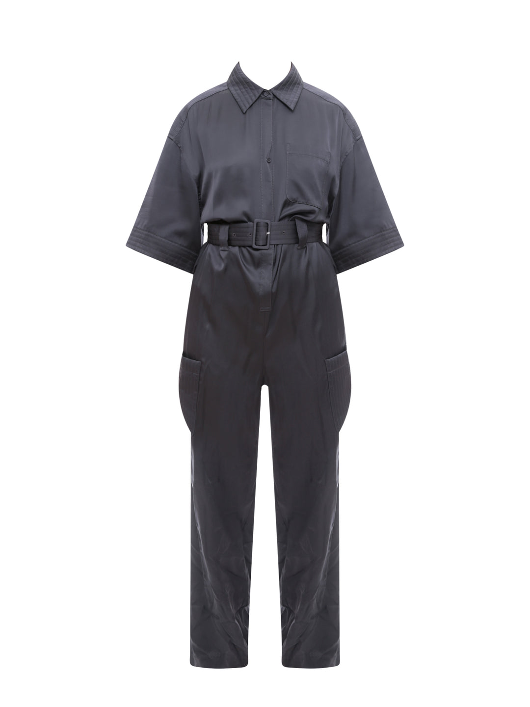 Viscose blend jumpsuit with belt