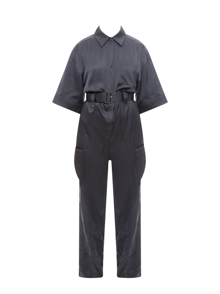 Viscose blend jumpsuit with belt