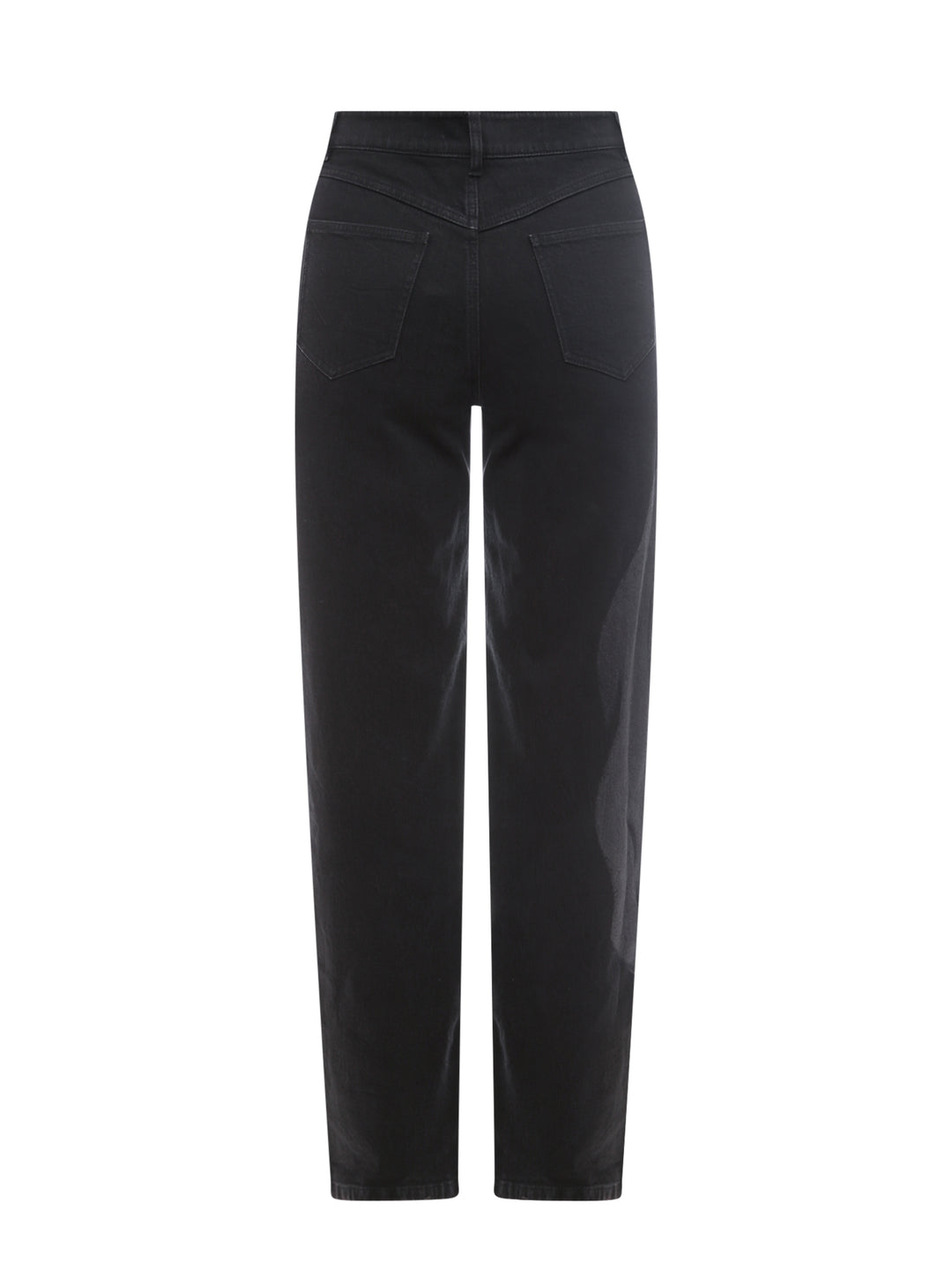 Black denim trouser with iconic print