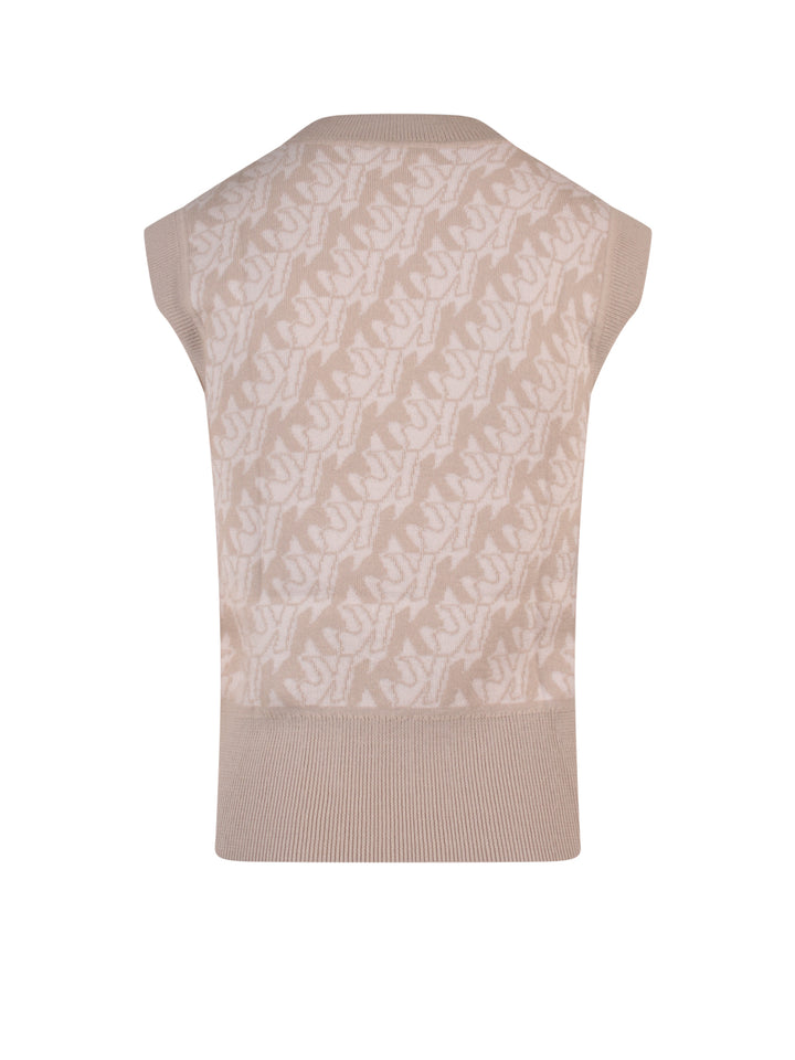 Wool vest with all-over monogram