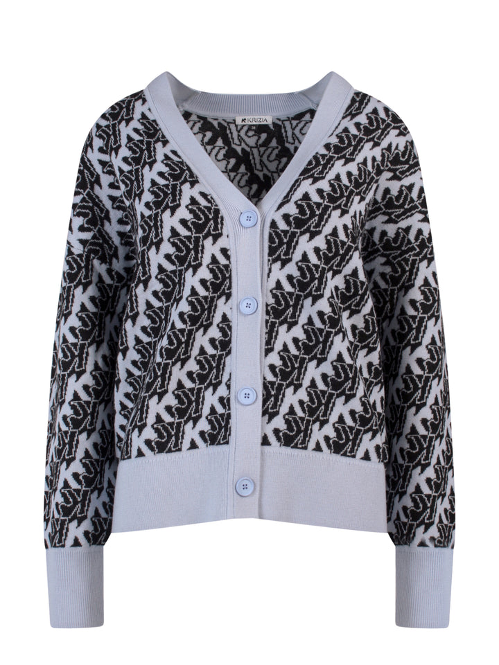 Wool cardigan with all-over monogram