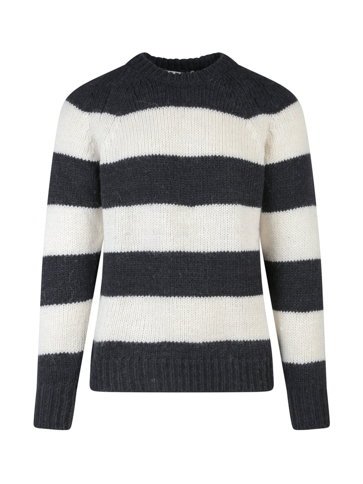 Wool blend sweater with striped motif