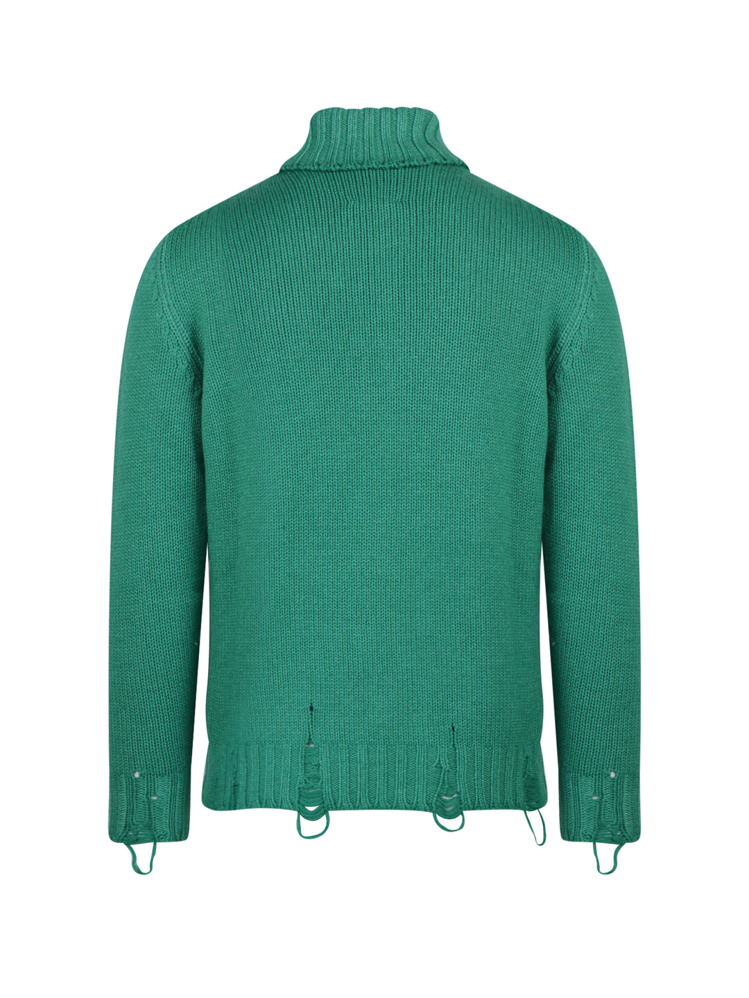 Virgin wool sweater with destroyed effect