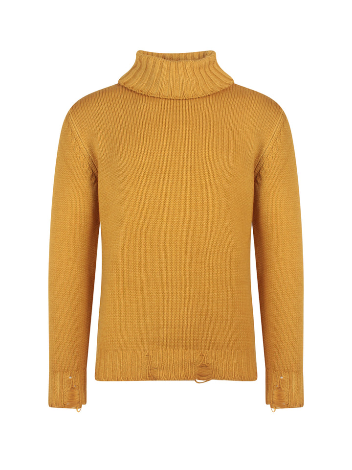 Virgin wool sweater with destroyed effect