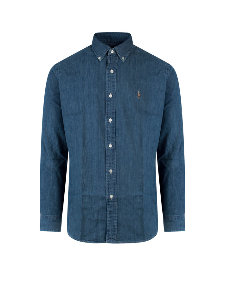 Denim shirt with embroidered logo