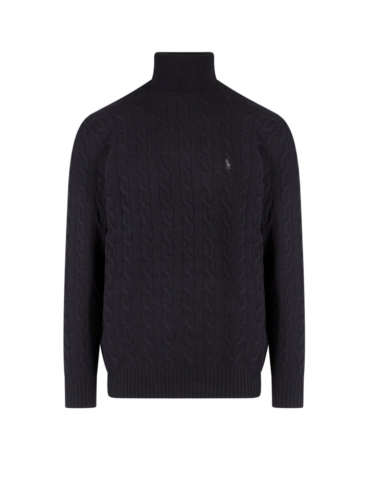 Wool and cashmere sweater with frontal logo