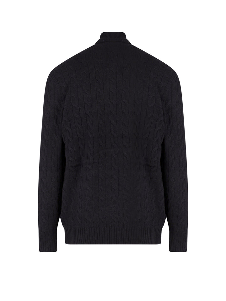 Wool and cashmere sweater with frontal logo