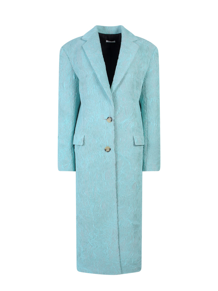 Jersey pleated fabric coat