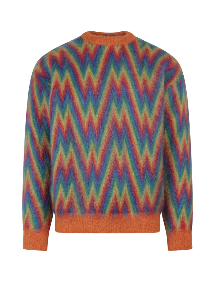 Mohair blend sweater with multicolor motif