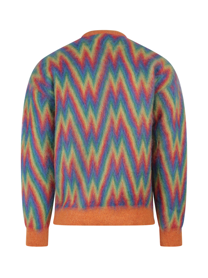 Mohair blend sweater with multicolor motif