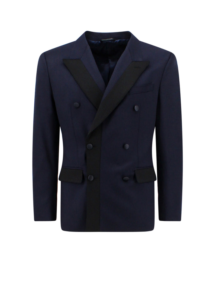 Double-breasted blazer with contrasting inserts