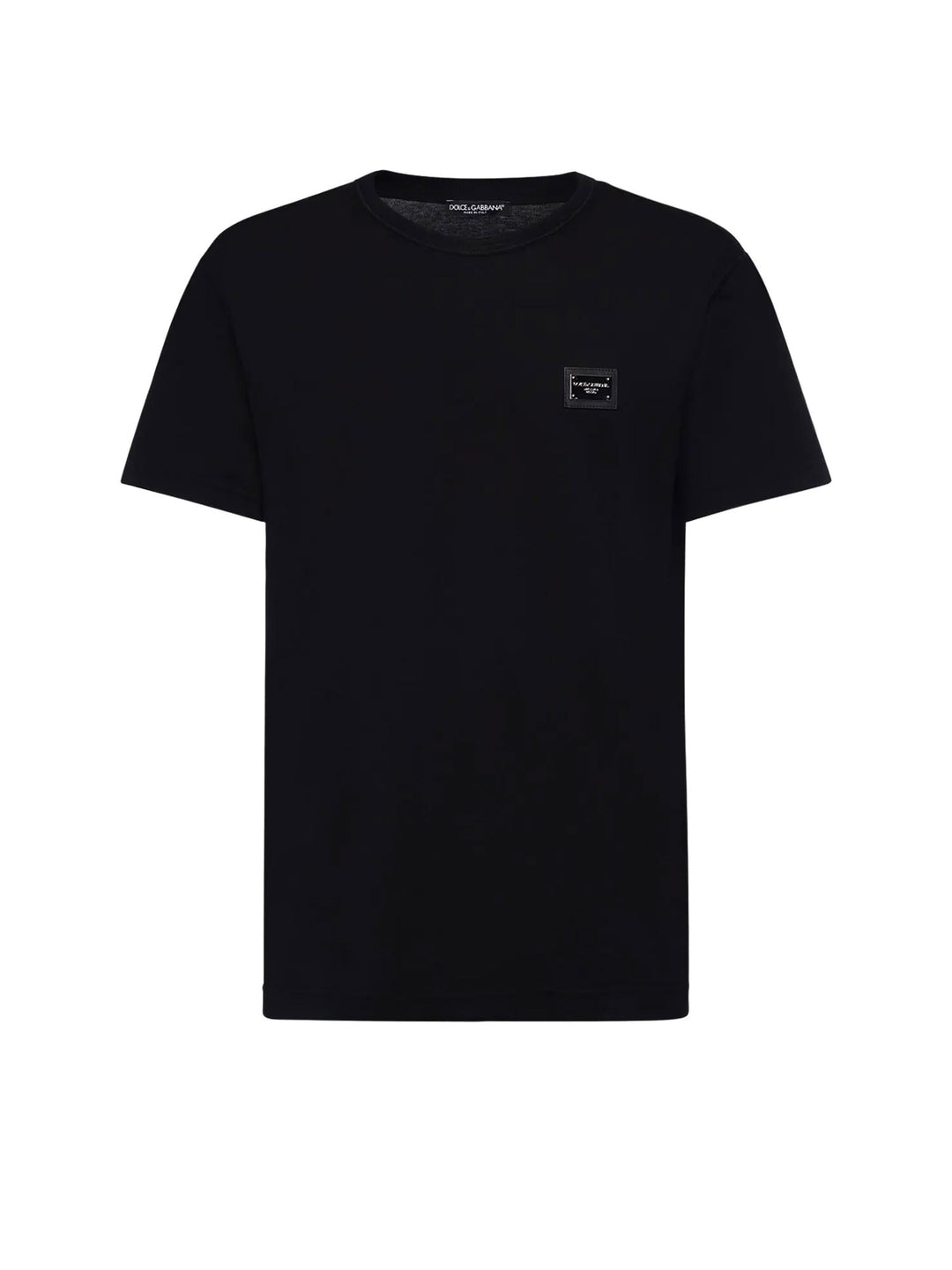 Cotton T-shirt with metal logo patch