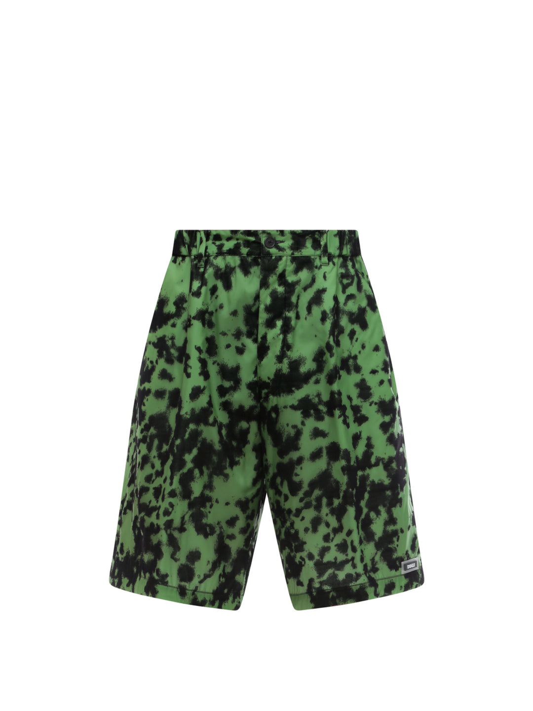 Nylon bermuda shorts with flocked print