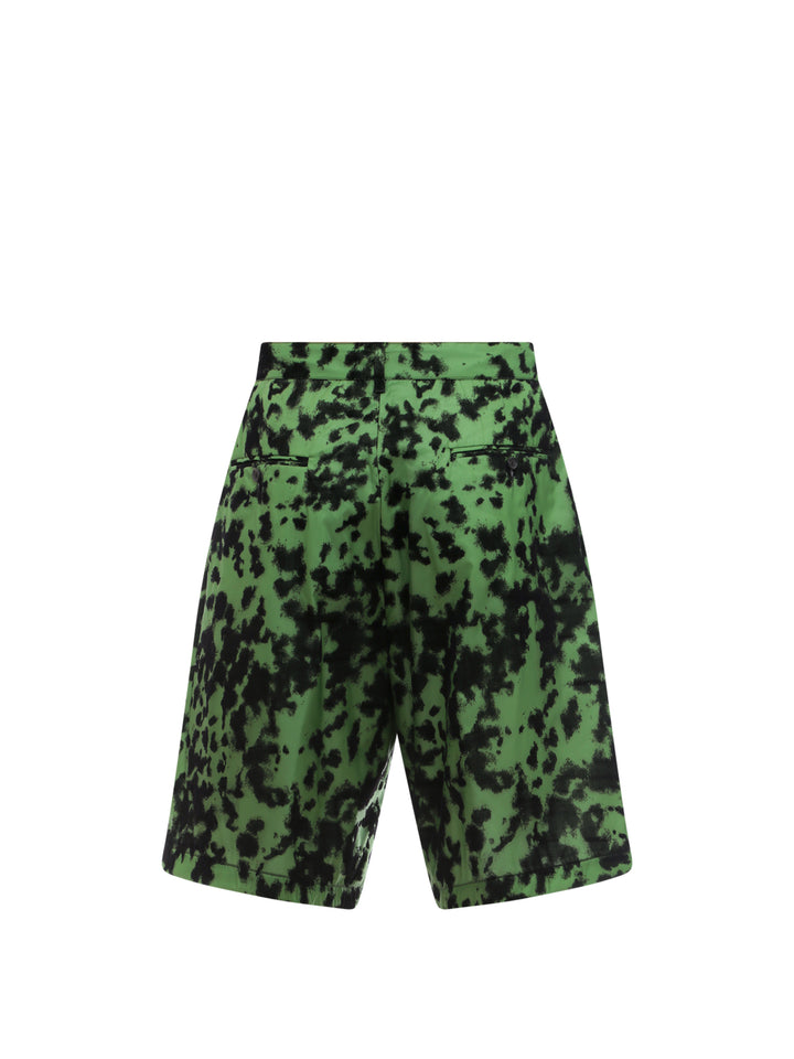 Nylon bermuda shorts with flocked print