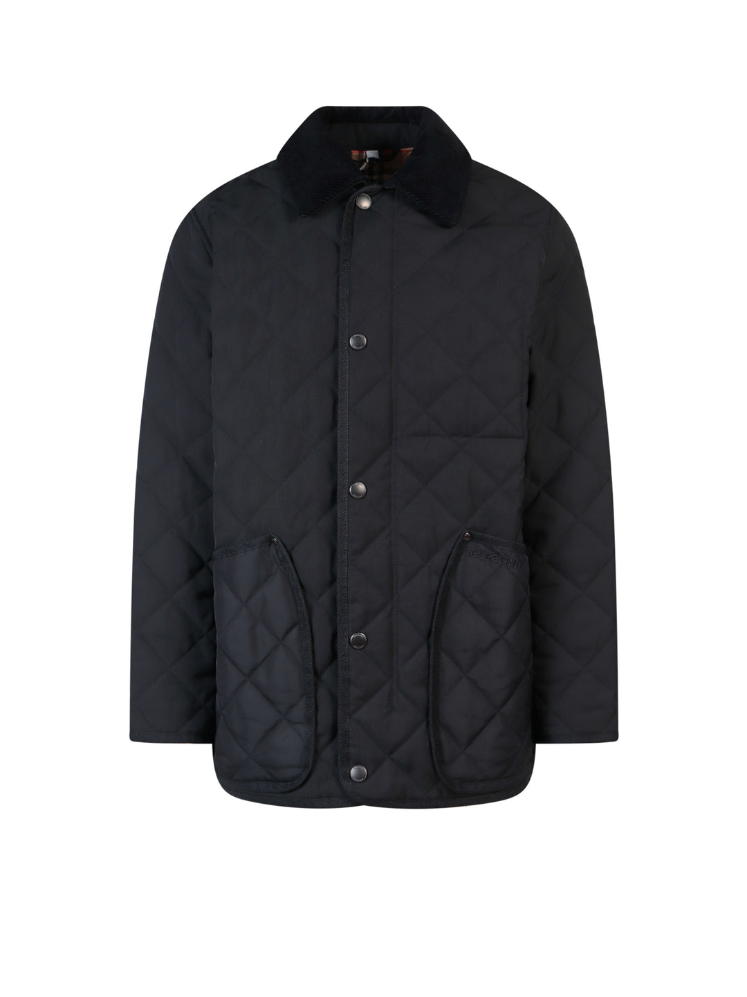 Quilted jacket with corduroy collar