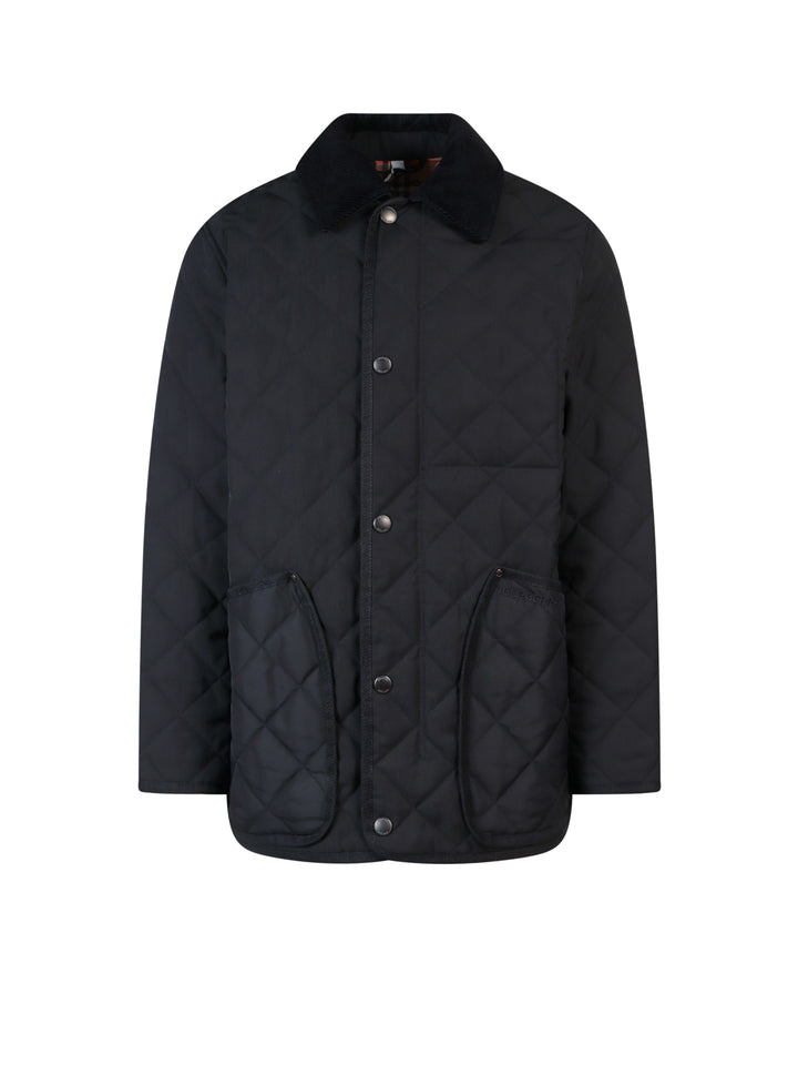 Quilted jacket with corduroy collar