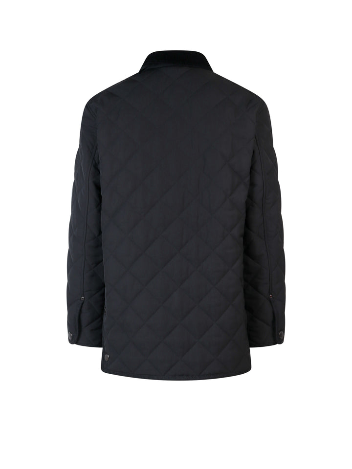 Quilted jacket with corduroy collar