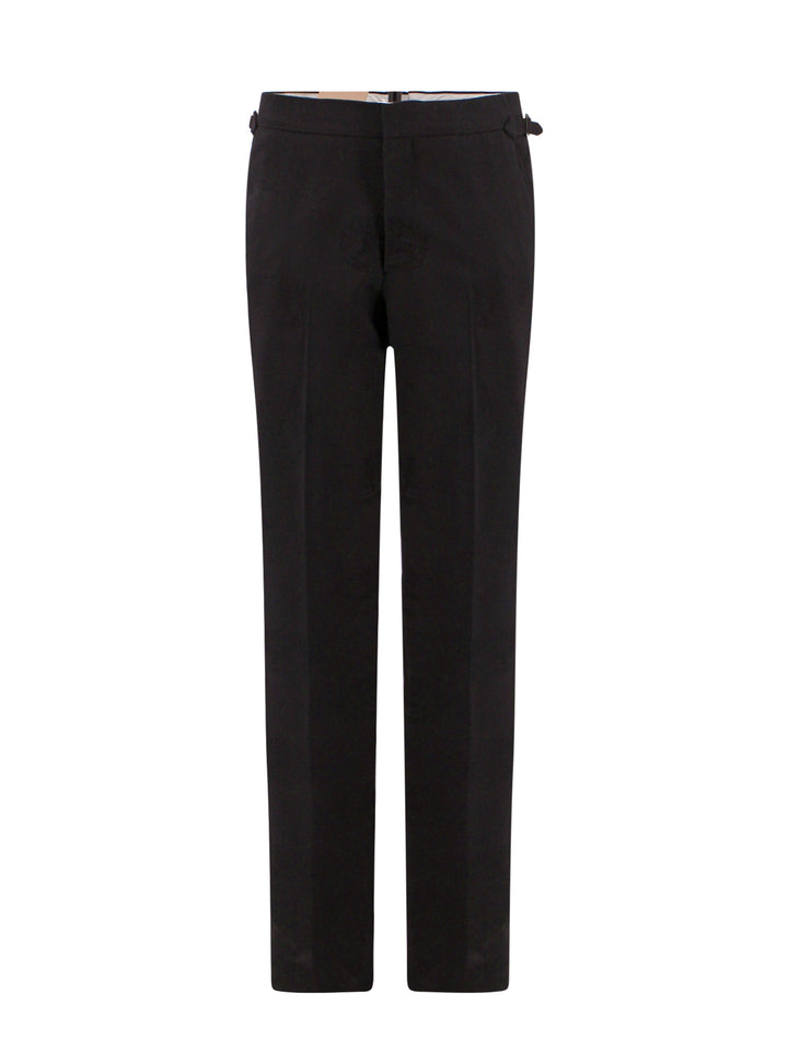 Wool trouser with sade satin band