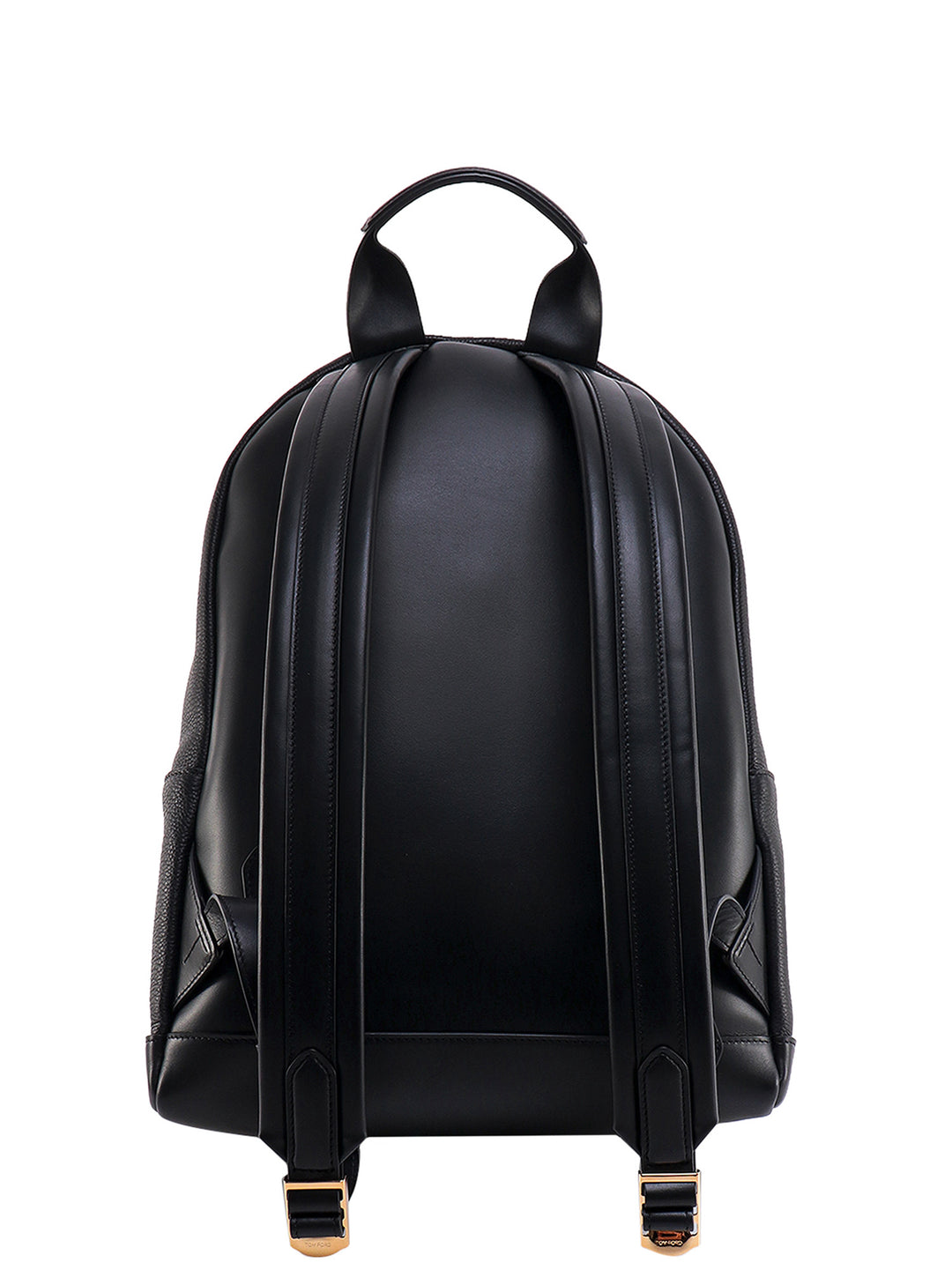 Textured leather backpack with pocket on the front